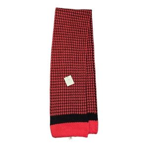 Vth Bill Blass x Basr & Beards Houndstooth Angora Wool Red Black Unisex Scarf